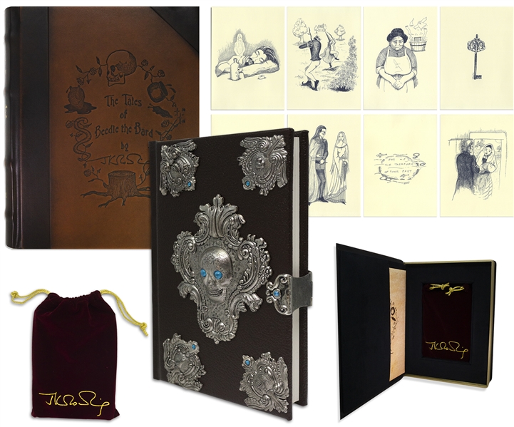J.K. Rowling First Printing of ''The Tales of Beedle the Bard'' -- With Custom Pouch, Case & All Ten Collector's Edition Prints